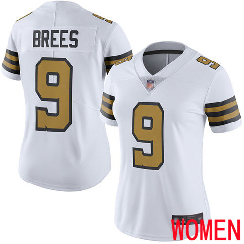 New Orleans Saints Limited White Women Drew Brees Jersey NFL Football 9 Rush Vapor Untouchable Jersey